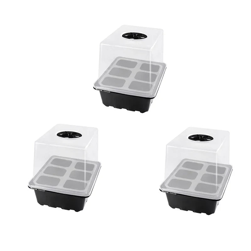 Heightened Three-Piece Set Seedling Box 6/12 Hole with Lid Succulent Vegetable Breeding Pot for Gardening And Plant Care