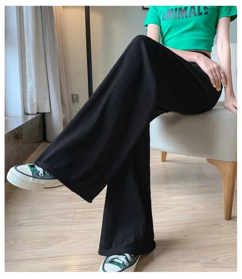 Ice silk wide leg pants for women new summer thin straight leg casual Yamamoto pants, sunscreen and mosquito proof pants