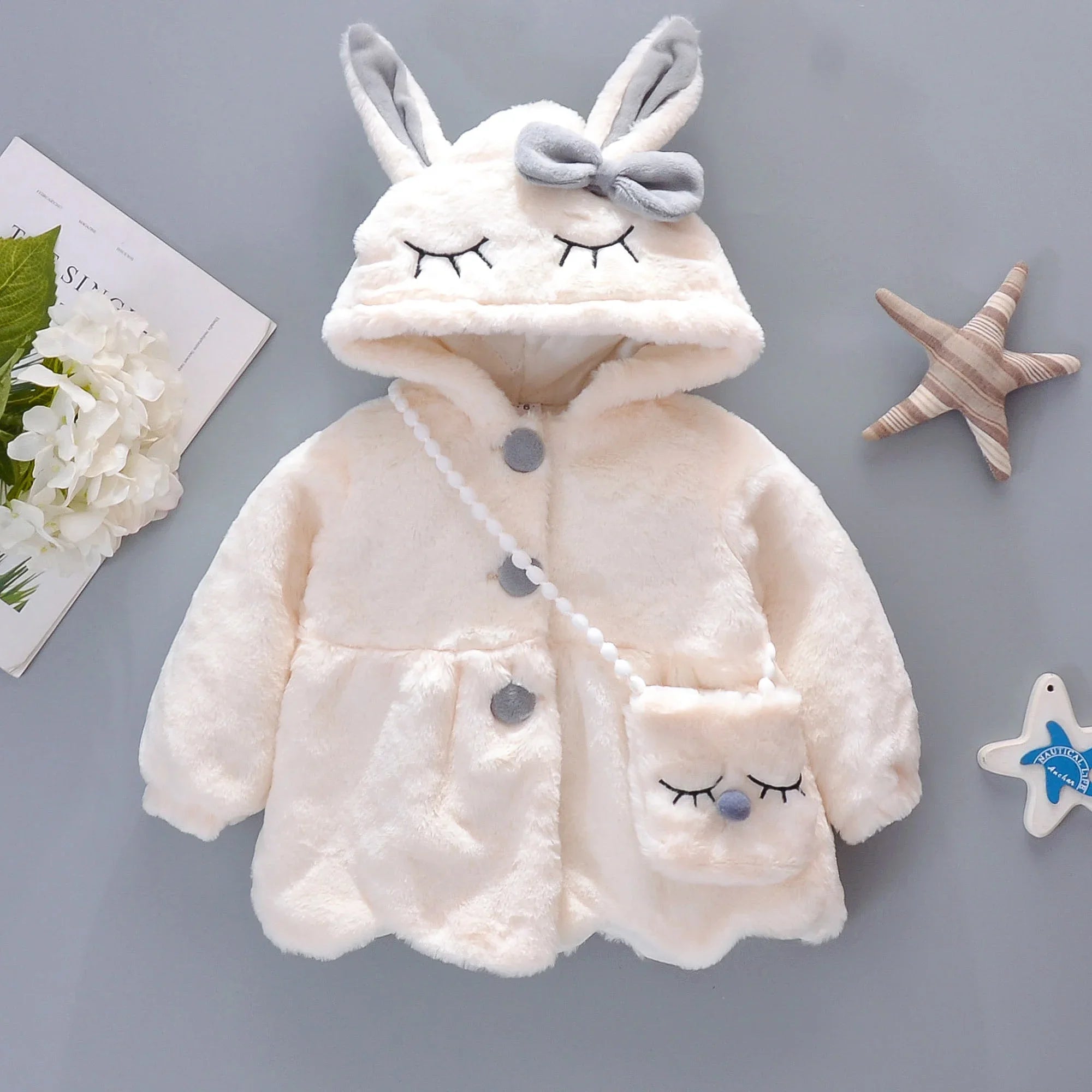 New Winter Coat Baby Girl Cold Protection Cute Hooded Coat With Free Bag For Kids (Available)
