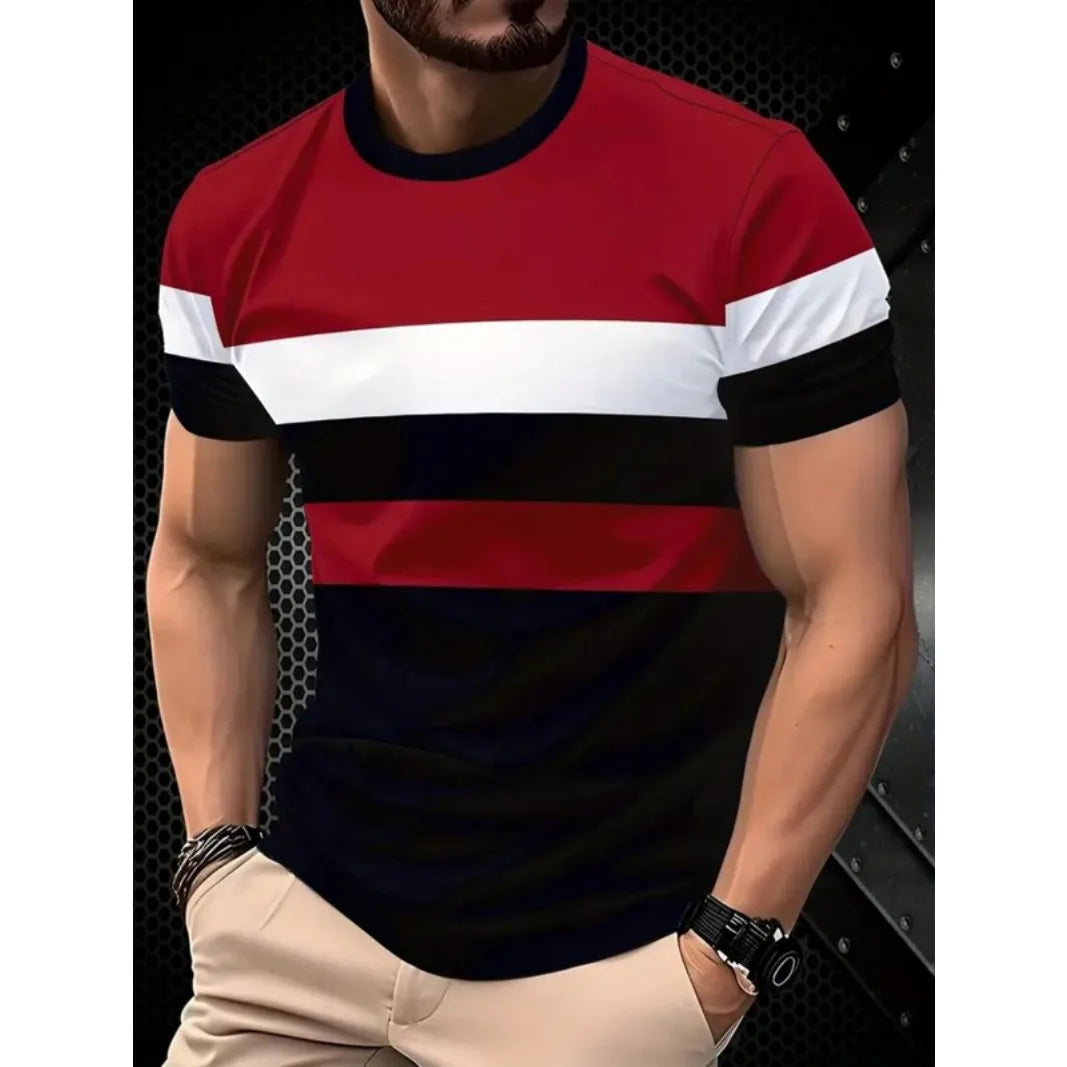 Summer Men Clothes Short Sleeve Round Neck Tops T Shirt Men Casual Fashion Fitness Running Sport Tops High Elasticity