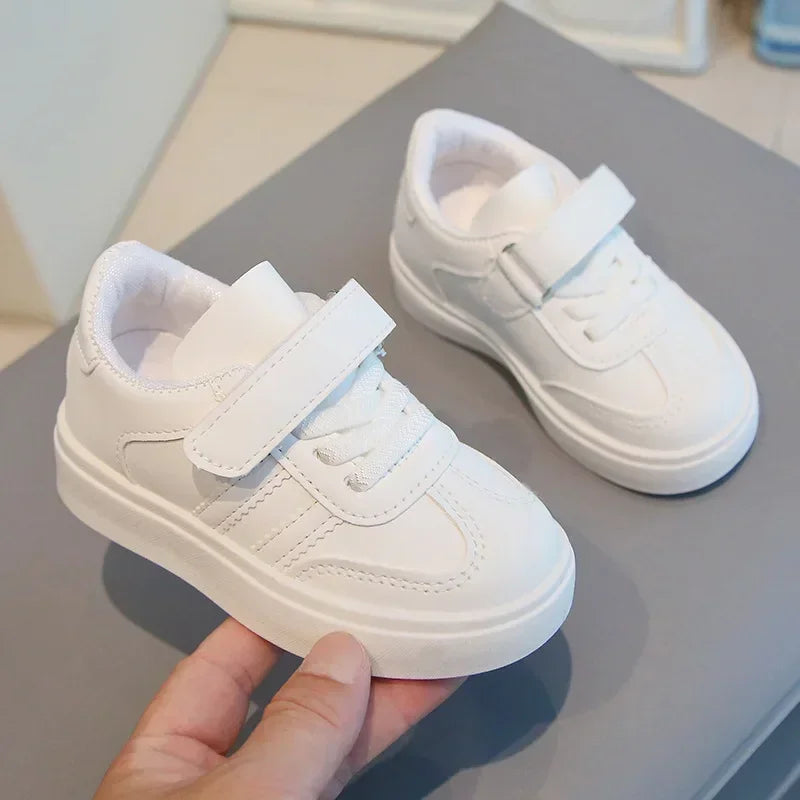 Kids Sports Shoes for School 2025 New Fashion Boys Girls White Shoes Non-slip Soft Sole Children Casual Shoes Hook&loop Trendy