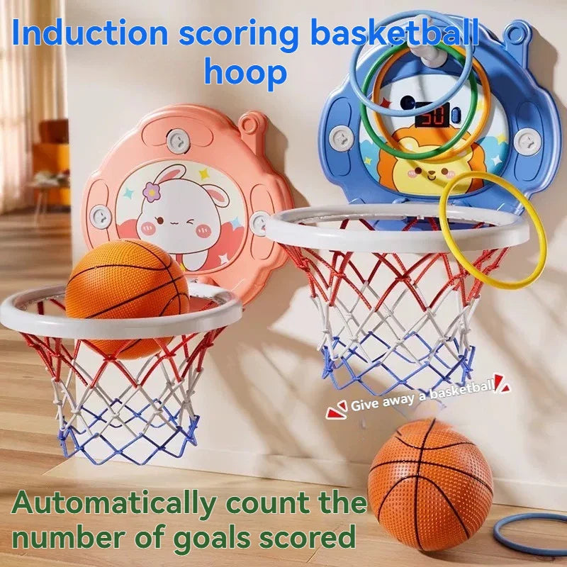 New Children's Basketball Frame Indoor Shooting Hanging Baby Basketball Stand 1-5 Year Old Baby Home Ball Toy No Punching