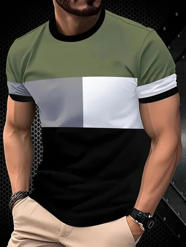 Summer Men Clothes Short Sleeve Round Neck Tops T Shirt Men Casual Fashion Fitness Running Sport Tops High Elasticity