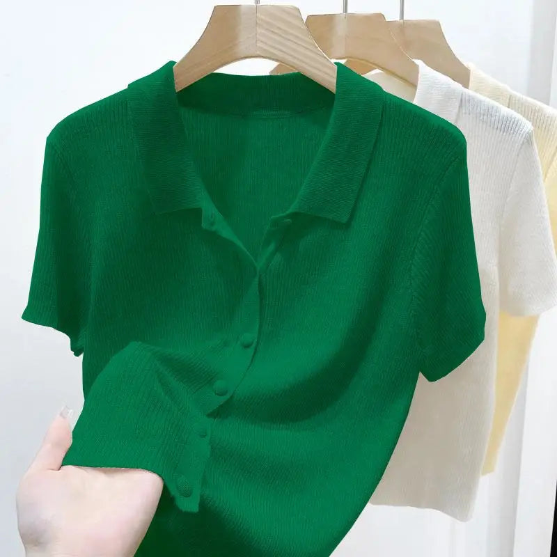 Short-sleeve Shirts Women S-3XL Leisure Summer Basic Solid Elegant Streetwear All-match Simple Daily Harajuku Y2k Popular Tops