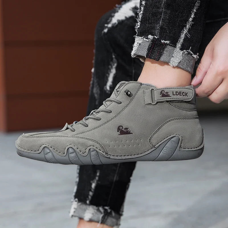 Men High Top Shoes Comfortable High Quality Fashionable Soft Soled Bare Boots Multifunctional Durable Italian Style Men's Boots