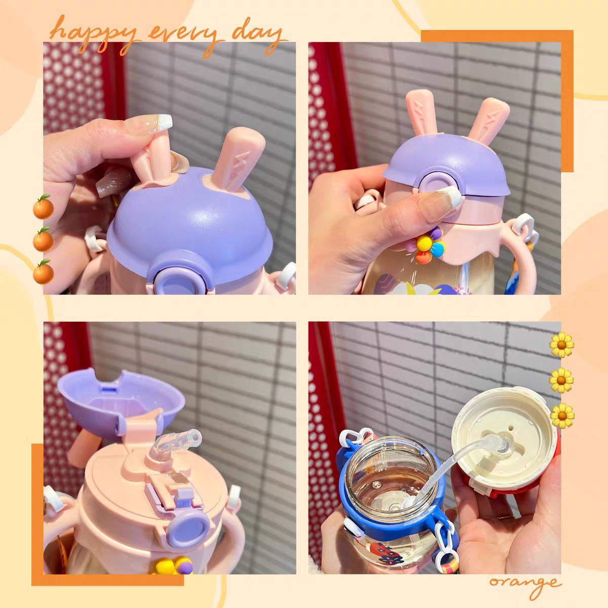 Children's Straw Water Cup With Scale for Babies Over One Year Old Drinking Cup Kindergarten Special Portable Cute Kettle