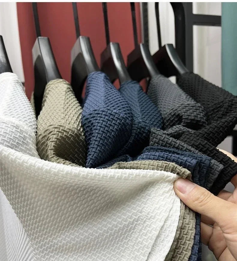 Summer Men's Round Neck Short Sleeved T-shirt M-5XL Oversize Wrinkle Resistant Breathable Top Texture Fabric Versatile Tees