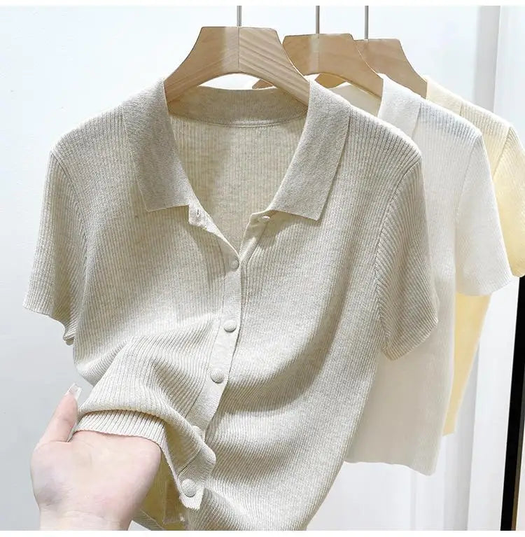 Short-sleeve Shirts Women S-3XL Leisure Summer Basic Solid Elegant Streetwear All-match Simple Daily Harajuku Y2k Popular Tops