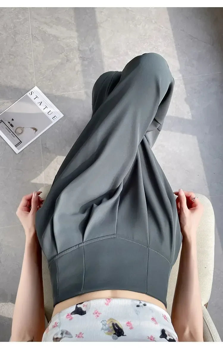 High Waist Wide Leg Straight Cut Casual Loose Long Pants Women's Suit Pants Spring Summer New Arrival Floor Length Trousers