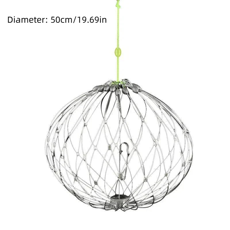 Fishing Net Cage Automatic Open Closing Wire Fish Crab Trap Net Steel Wire For Saltwater Seawater Outdoor Fishing Accessories