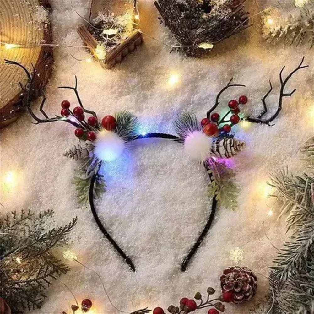 LED Light Antler Headband Cute Christmas Party Atmosphere Decoration