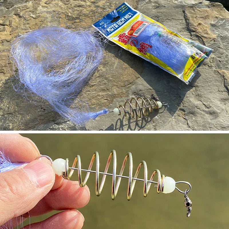 Bully Bundle Hookless Fishing Set Simple Small Fish Net Explosive Hook Spring Bait Cage Fishing Net Sticky