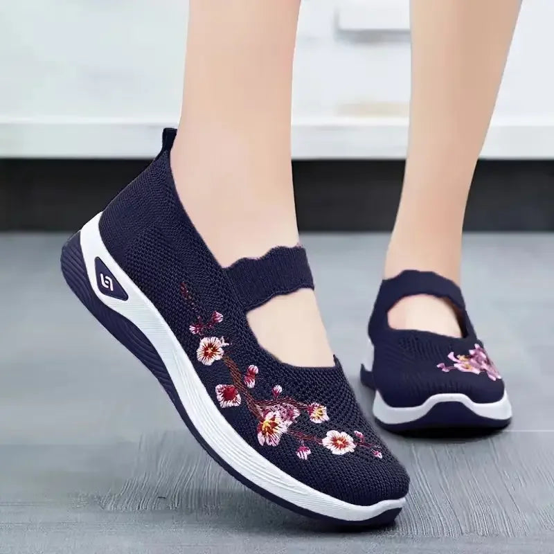 Women's Shoes Summer Casual Sneakers Breathable Embroidered Chunky Sole Affordable Free Shipping