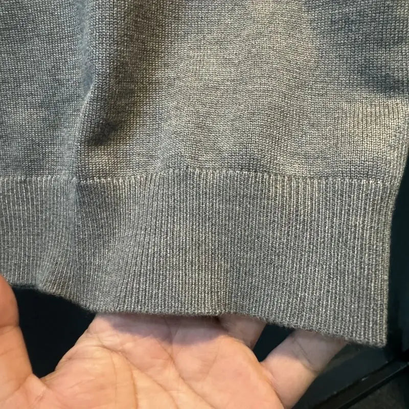 Men's Short-sleeved Sweater Slim and Simple Knitted Sweater Half Turtle Neck Jacquard Casual Thickened Base Shirt