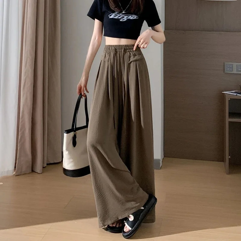 Female Trousers High Waist Trends  Streetwear Chic And Elegant  Classic Quality Elastic Casual Women's Pants Fluid