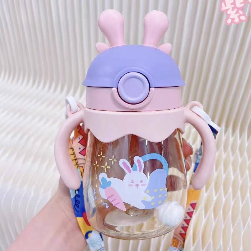 Children's Straw Water Cup With Scale for Babies Over One Year Old Drinking Cup Kindergarten Special Portable Cute Kettle