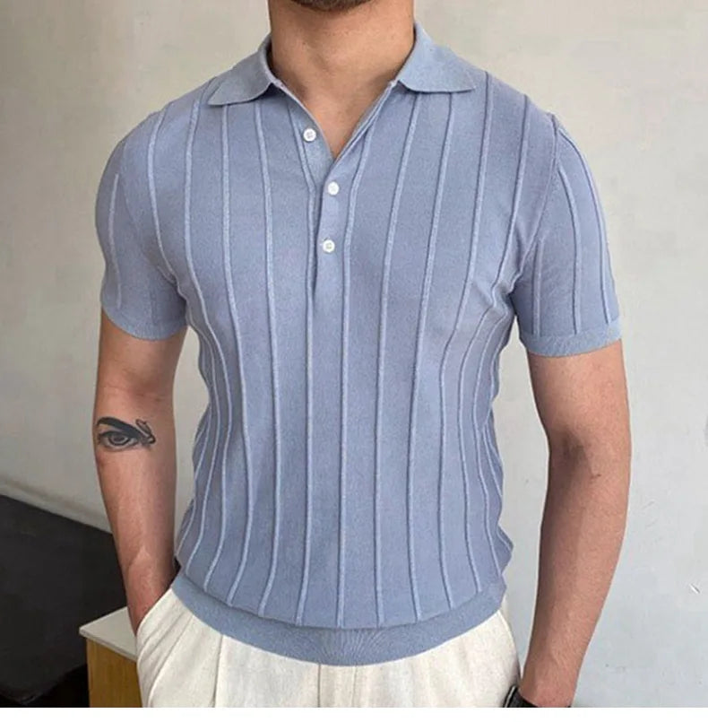 Men's Short-Sleeved Polo Shirt with Lapel Collar, Business Casual Style, Pure Color Sweater, New Fashionable Design, Plus Size