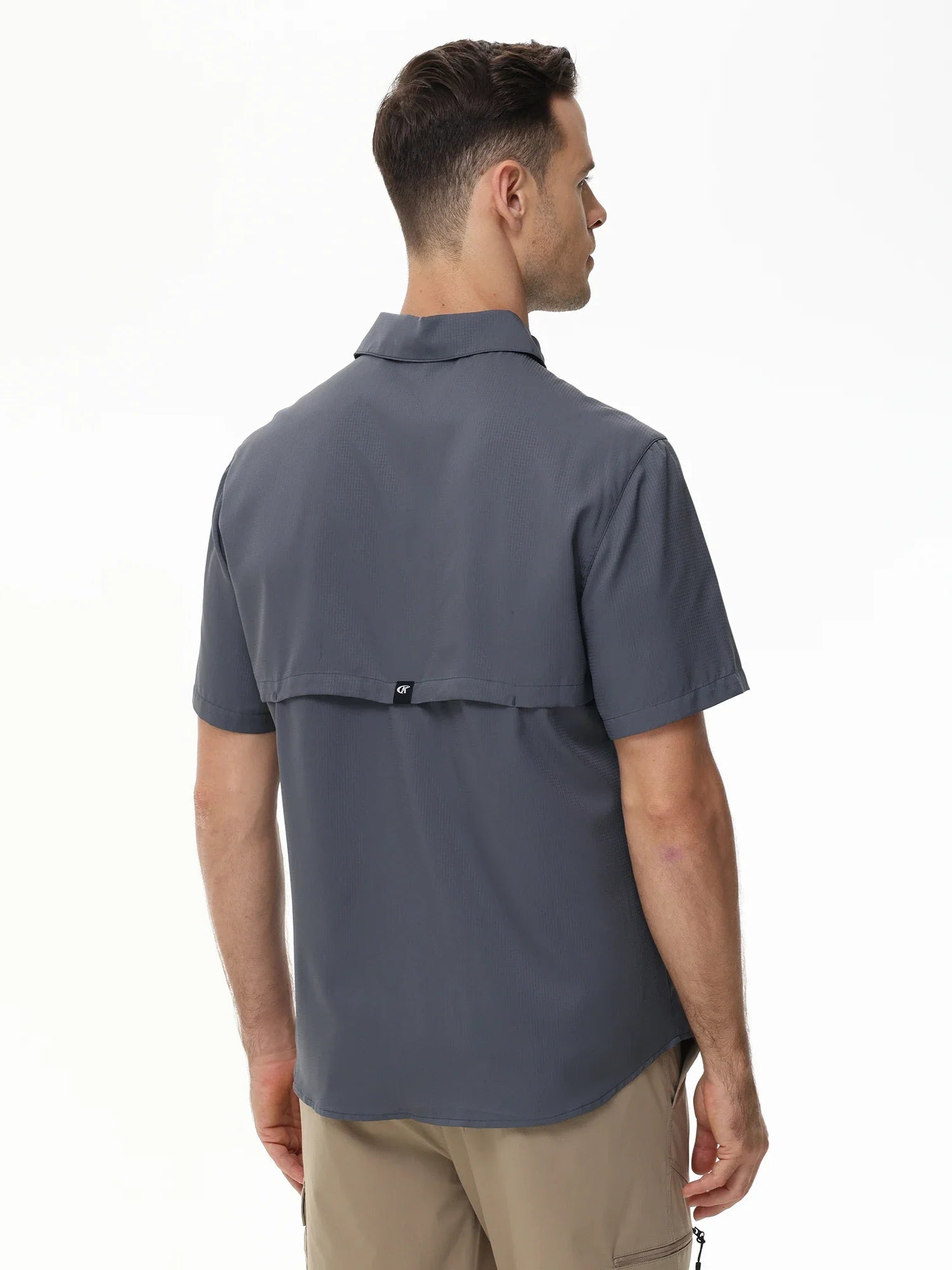 Men's Short Sleeve Lightweight Fishing Shirts, UPF 50+ Breathable Cargo Shirt, Button Down Tactical Shirts with Zip Pocket