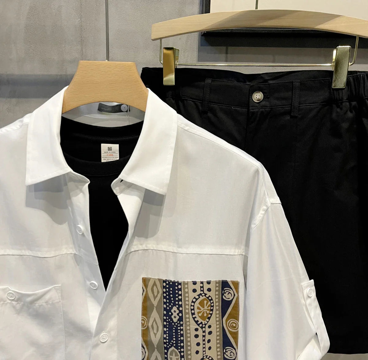 Short Sleeve With Pocket Male Shirts Button Up Print Loose Men's Shirt Fashion 2025 Summer Vintage Tops High Quality Clothing