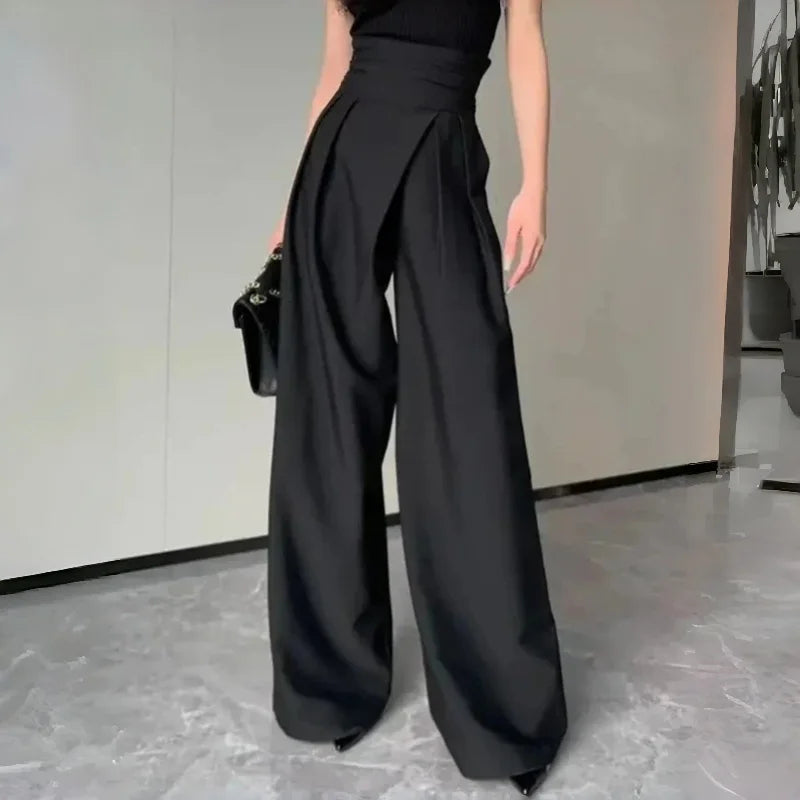 New Fashion Women Trousers Commuting Versatile Leisure High Waist Leg Pants Spring Summer Temperament Slimming Straight Pants