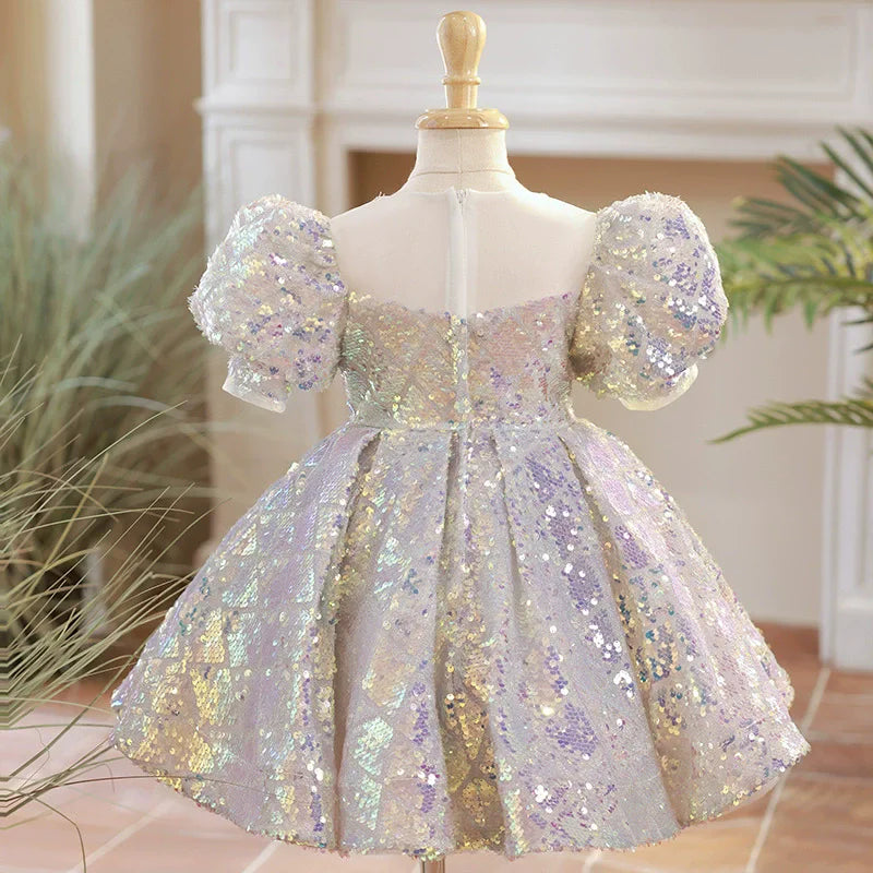 Luxurious Princess Glitter Lush Girl Party Dresses Elegant Fluffy Girl Princess Dress Shiny Flower Birthday Wedding Dress Girl
