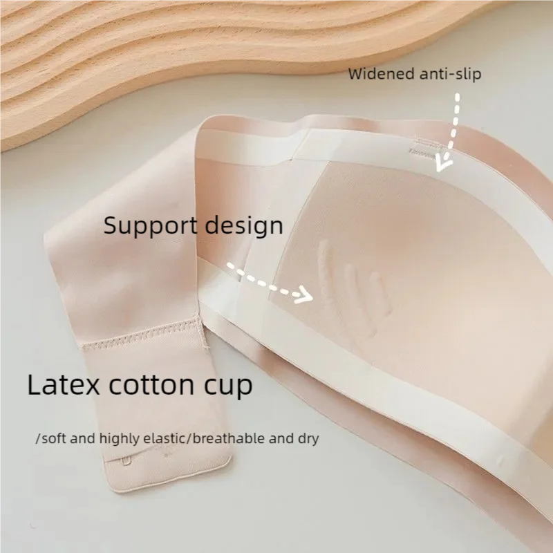 Strapless women's no-scar, no-steel rims, top support, close-fitting bra, small breasts make larger, detachable shoulder straps
