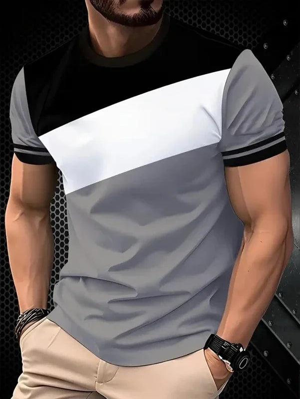 Summer Men Clothes Short Sleeve Round Neck Tops T Shirt Men Casual Fashion Fitness Running Sport Tops High Elasticity