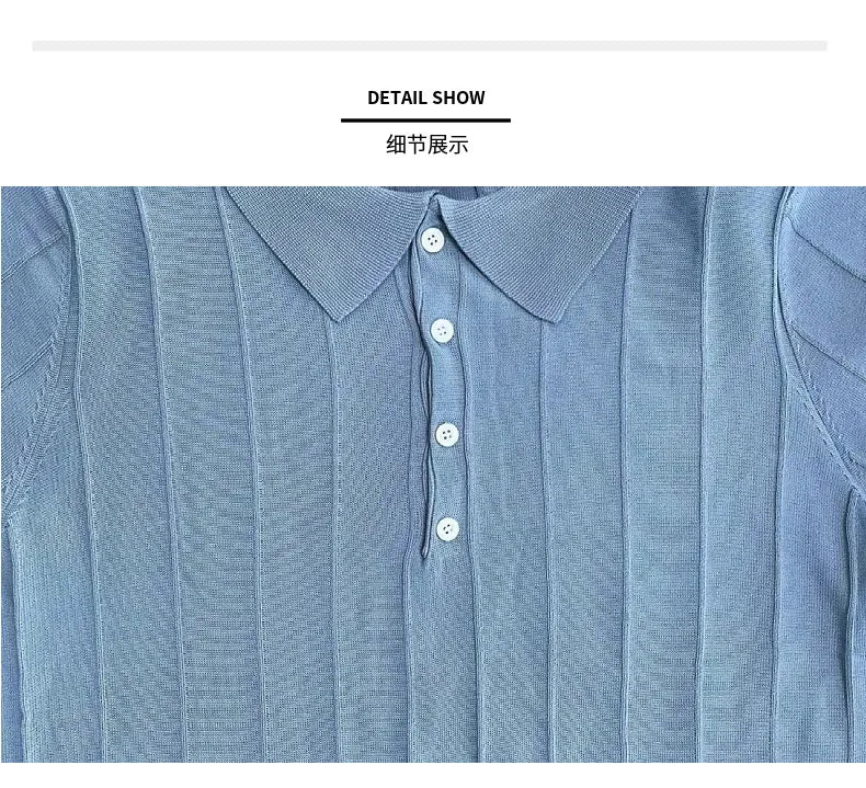 Men's Short-Sleeved Polo Shirt with Lapel Collar, Business Casual Style, Pure Color Sweater, New Fashionable Design, Plus Size