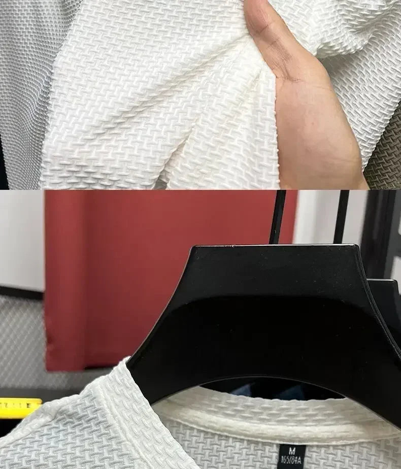 Summer Men's Round Neck Short Sleeved T-shirt M-5XL Oversize Wrinkle Resistant Breathable Top Texture Fabric Versatile Tees