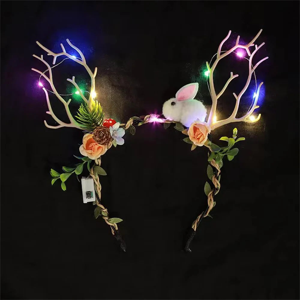 LED Light Antler Headband Cute Christmas Party Atmosphere Decoration