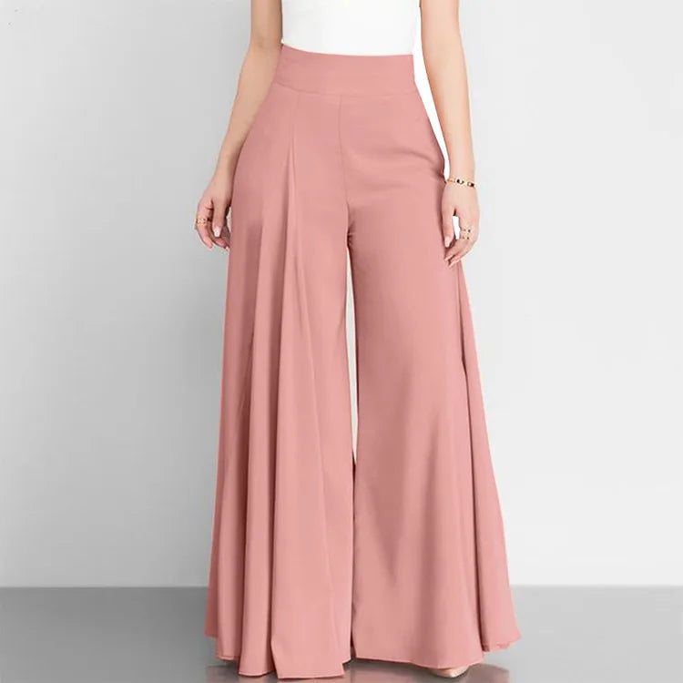 Fashion Women High Waist Wide Leg Pants Spring Autumn Female Elegant Flare Trousers Casual Solid Holiday Loose Long Pant New