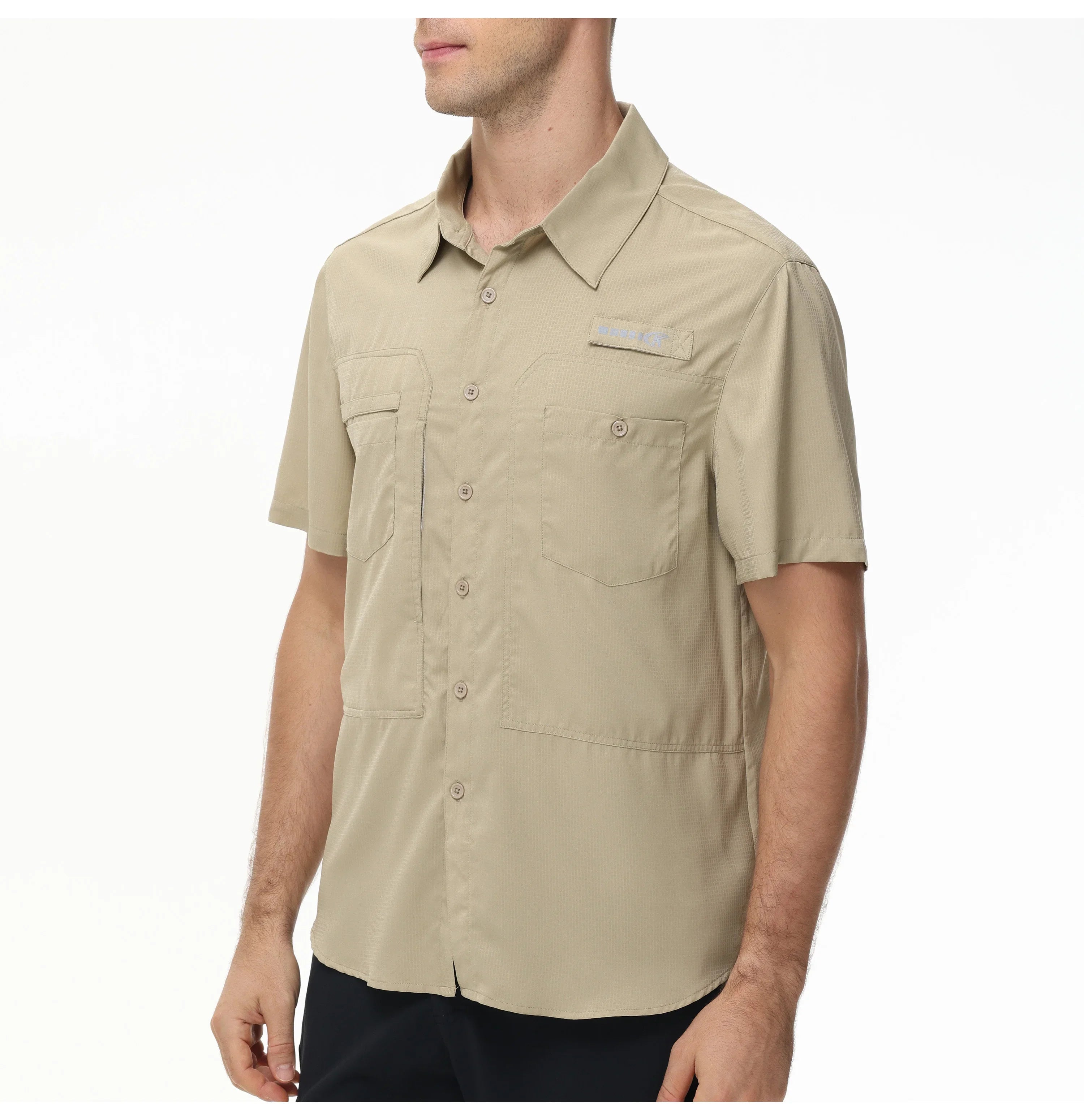 Men's Short Sleeve Lightweight Fishing Shirts, UPF 50+ Breathable Cargo Shirt, Button Down Tactical Shirts with Zip Pocket