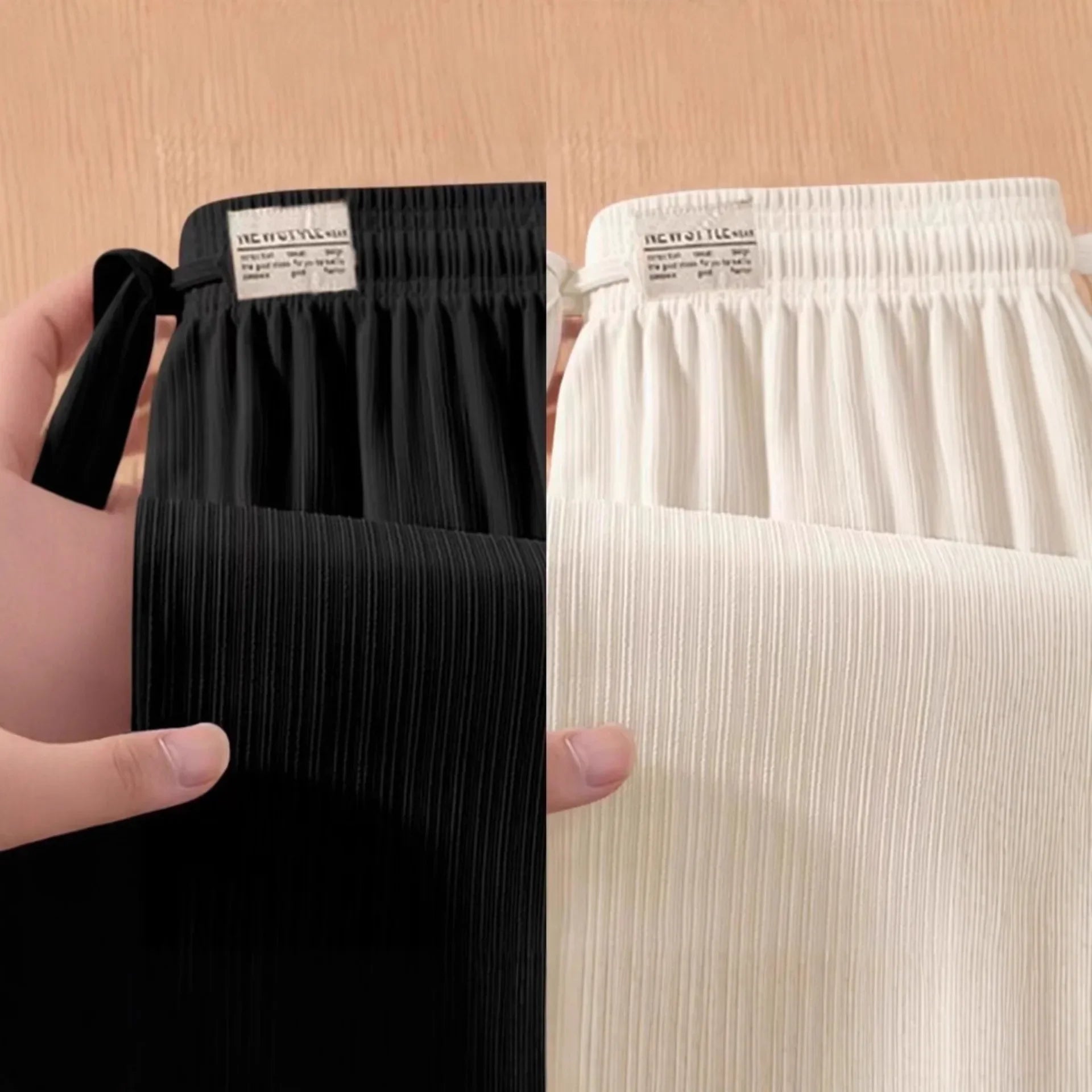 Women's Summer Loose Straight Leg Ice Silk Wide Leg Pants Thin Breathable Slimming Long Trousers Casual Loose Fit plus Size