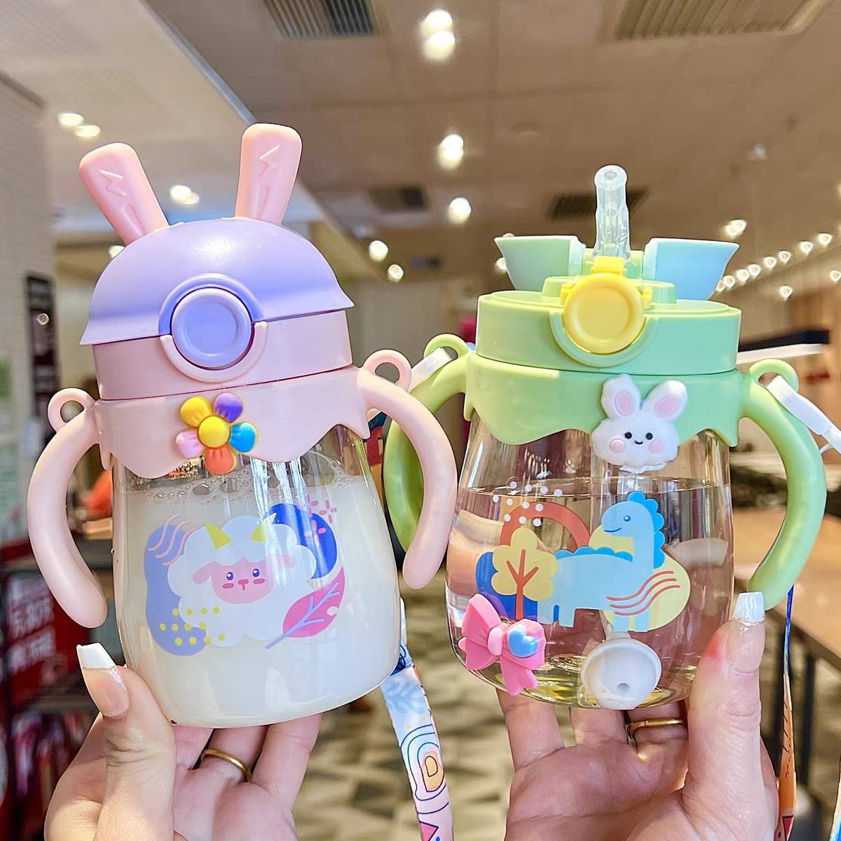 Children's Straw Water Cup With Scale for Babies Over One Year Old Drinking Cup Kindergarten Special Portable Cute Kettle