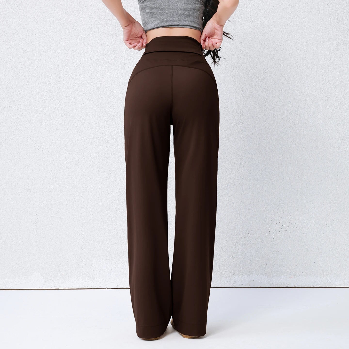 Women's High Waist Yoga Pants Loose Fit Straight Wide Leg Solid Color Spring Outdoor Wear Sports Fitness