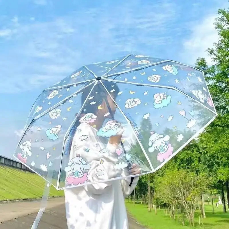 Sanrio Kuromi Folding Umbrella Cinnamoroll Printed Windproof Kawaii Mini Storage Girl Gift Rainy Outing Portable