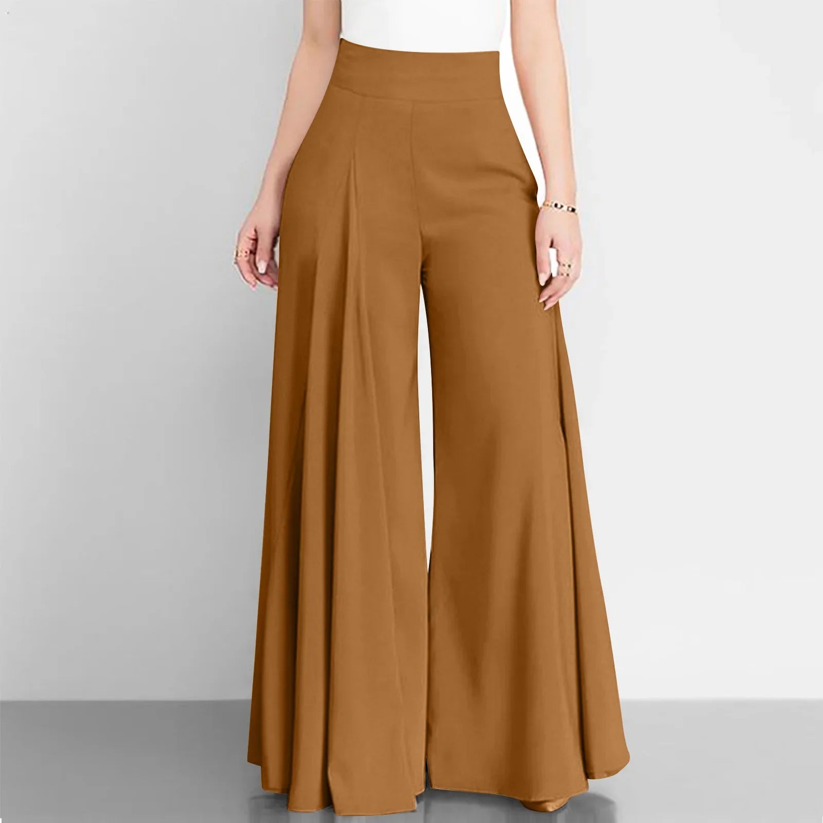 Fashion Women High Waist Wide Leg Pants Spring Autumn Female Elegant Flare Trousers Casual Solid Holiday Loose Long Pant New