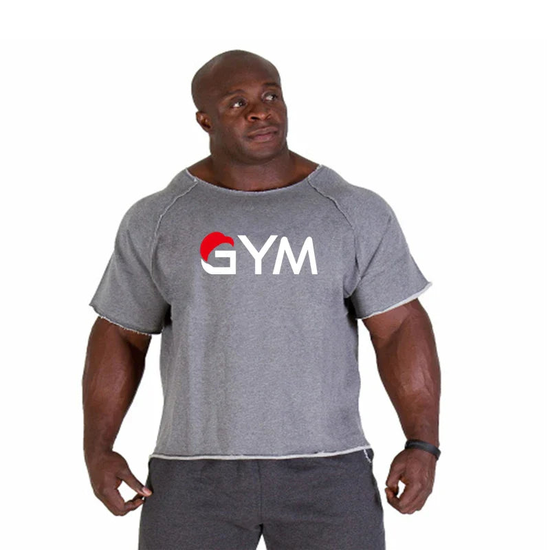 Men's Oversized Shirt Fitness Sport Running T-Shirts Gym TShirts Athletic Loose Tops Tee Summer Cotton GYM Tops Tees