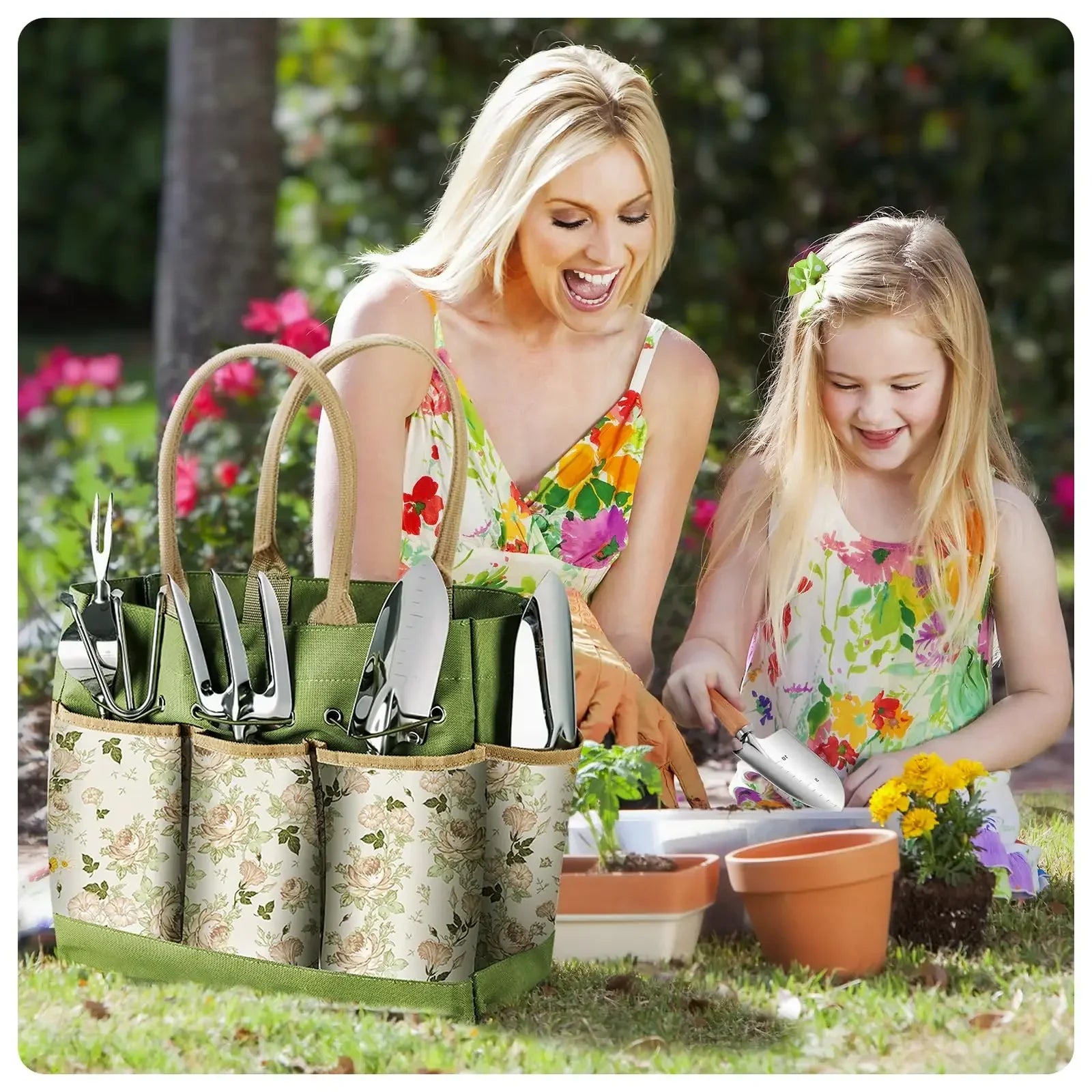 Gardening Tools 9-Piece Heavy Duty Gardening Hand Tools Durable Organizer Handbag,Rust-Proof Combination Garden Tool Set