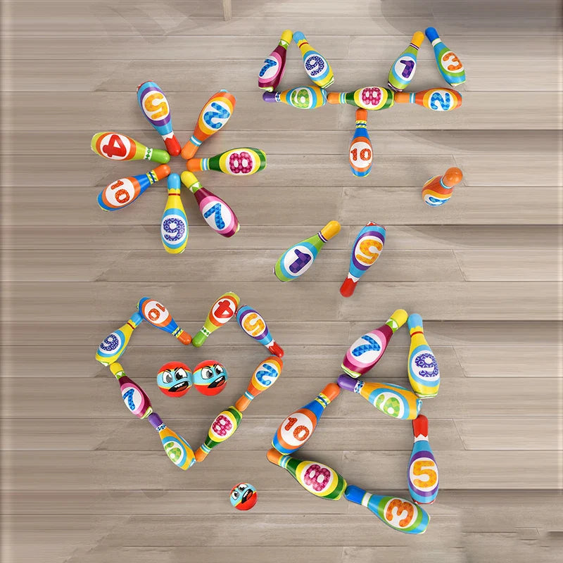 Child Bowling Toys Sets Toddlers Fun Educational Games Safe Soft PU Cotton Bowling Pins And Balls Kids Outdoor Indoor Sports