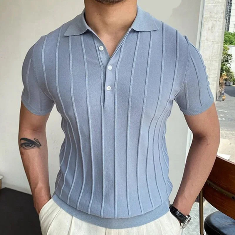 Men's Short-Sleeved Polo Shirt with Lapel Collar, Business Casual Style, Pure Color Sweater, New Fashionable Design, Plus Size