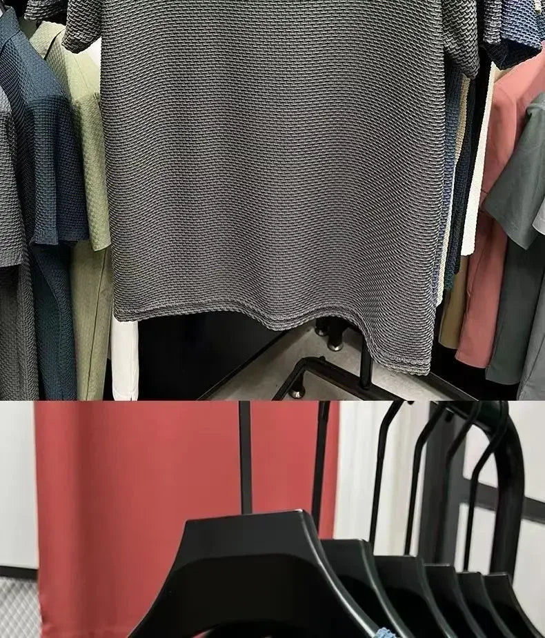 Summer Men's Round Neck Short Sleeved T-shirt M-5XL Oversize Wrinkle Resistant Breathable Top Texture Fabric Versatile Tees