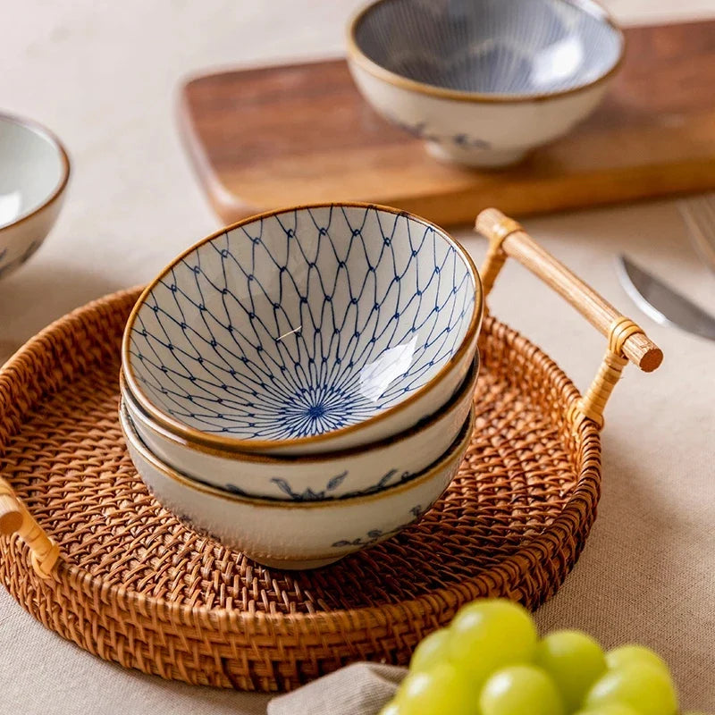 Ceramic Bowl Japanese Style Set Kitchen Noodle Bowl Hand-painted Tableware Set Microwave Safe Gift Box Dishes