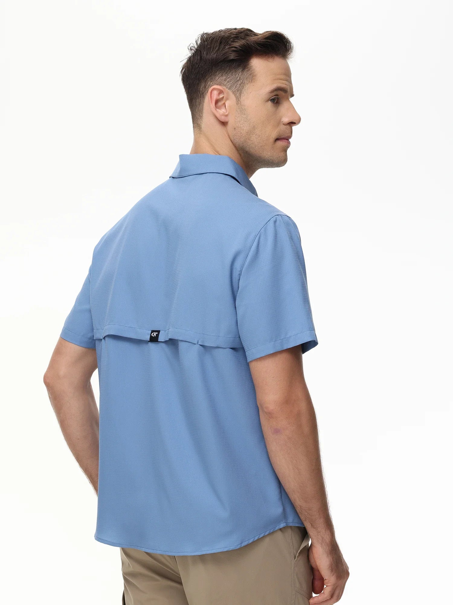 Men's Short Sleeve Lightweight Fishing Shirts, UPF 50+ Breathable Cargo Shirt, Button Down Tactical Shirts with Zip Pocket