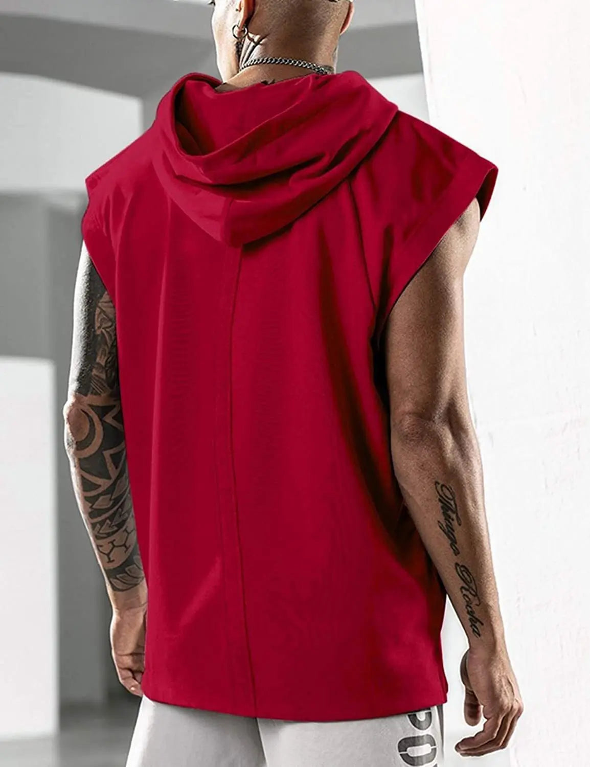 2025 Vest  Hooded Solid Color New Men's Casual Pullover Sports Men's T-shirt Sleeveless Men's Waistcoat Loose