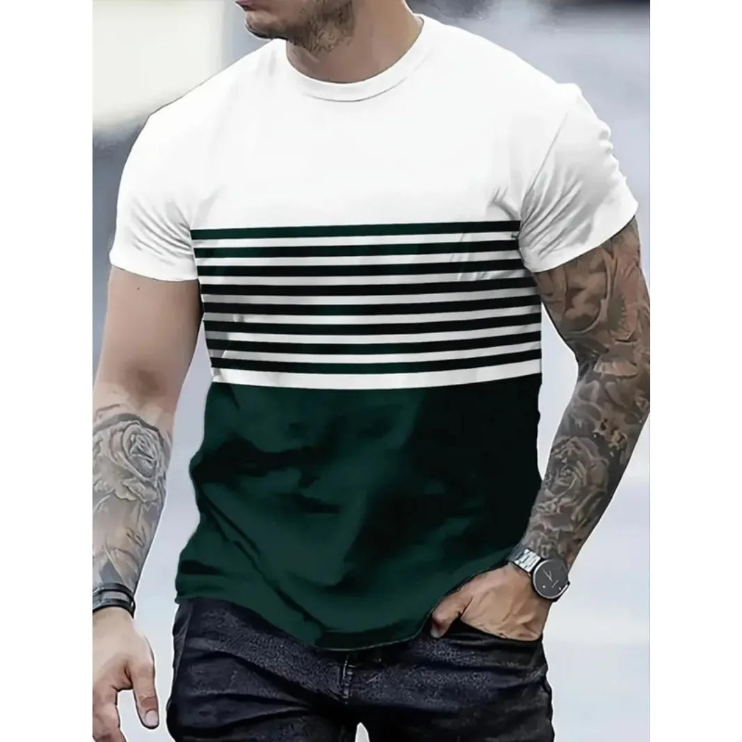 Summer Men Clothes Short Sleeve Round Neck Tops T Shirt Men Casual Fashion Fitness Running Sport Tops High Elasticity