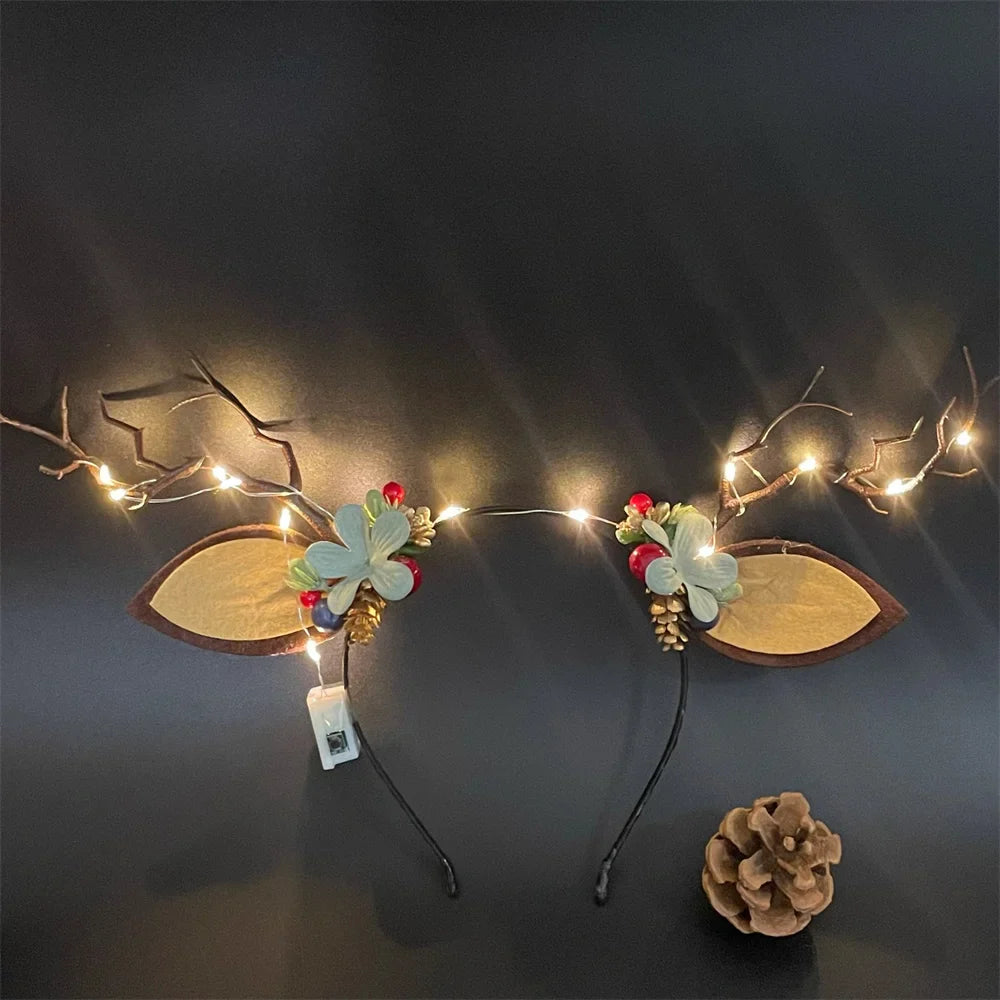 LED Light Antler Headband Cute Christmas Party Atmosphere Decoration