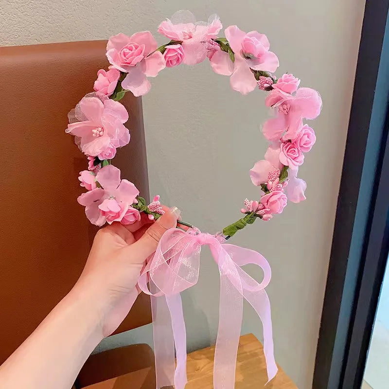 Sweet crowns for bouquets Headband For Kid Forest Style Hairbands Girl butterfly flower crown Hair Band Flower headpiece