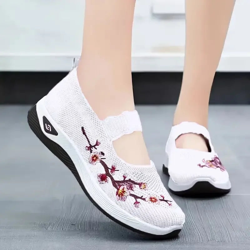 Women's Shoes Summer Casual Sneakers Breathable Embroidered Chunky Sole Affordable Free Shipping