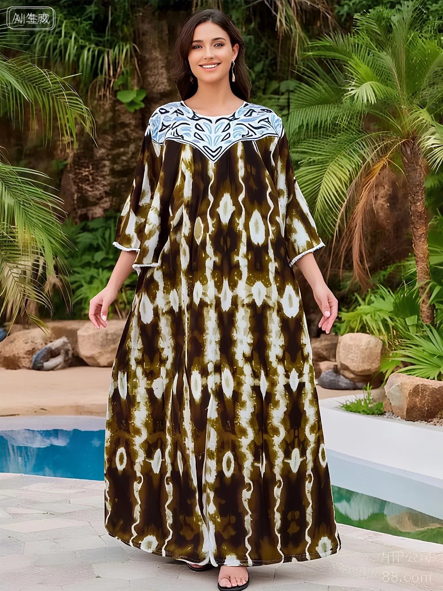 Latest Party Dress Printed Pure Cotton Women Long Dress Dubai Casual Holiday Fashion Party Dresses African Abaya Clothing